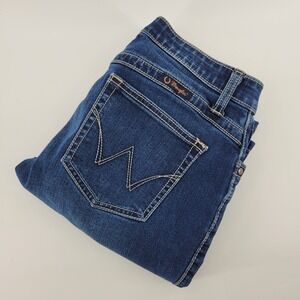 Wrangler Q-Baby Womens Jeans Size 5/6 32 No Gap Waistband Dark Wash Denim